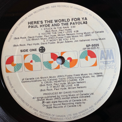 Paul Hyde And The Payolas – Here's The World For Ya