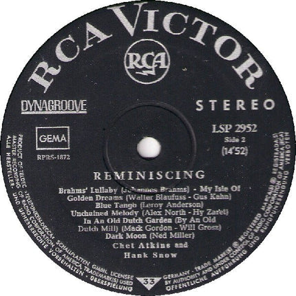 Chet Atkins And Hank Snow – Reminiscing - 1964 German Pressing