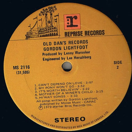 Gordon Lightfoot – Old Dan's Records - Early Pressing