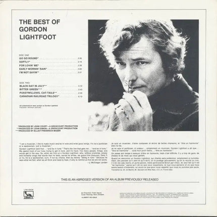 Gordon Lightfoot – The Best Of Gordon Lightfoot - 1980 Pressing