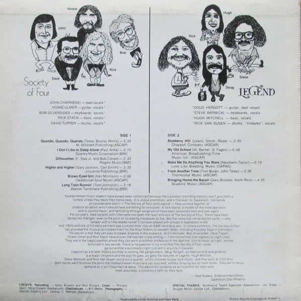 Legend, Society Of Four – Saskatoon's Finest - 1975 Original, Sealed!