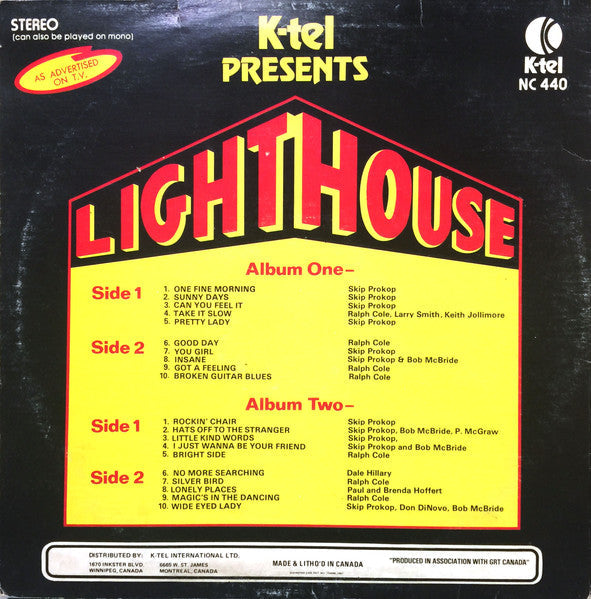 Lighthouse (2) – K-tel Presents Lighthouse; 20 Great Hits - 1975 Original