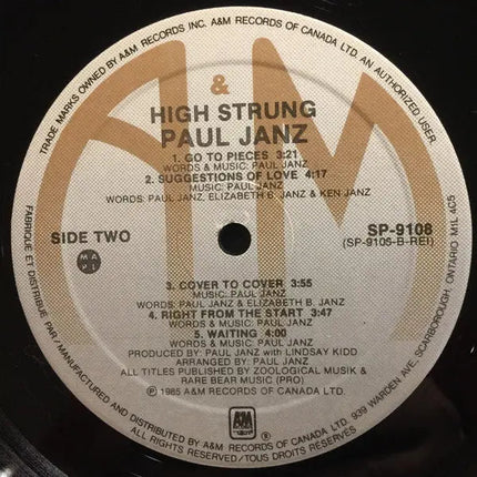 Paul Janz – High Strung - 1985 Original