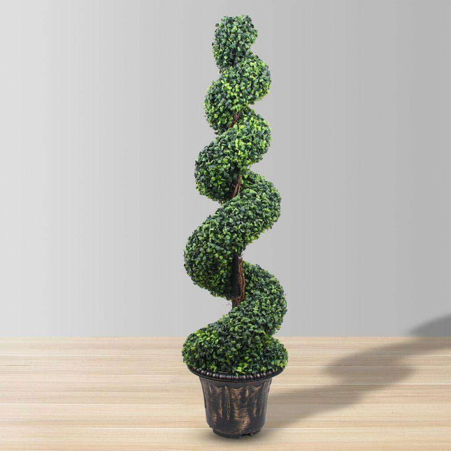 Wells Faux Potted Spiral Boxwood Topiary Plant (Multiple Sizes)