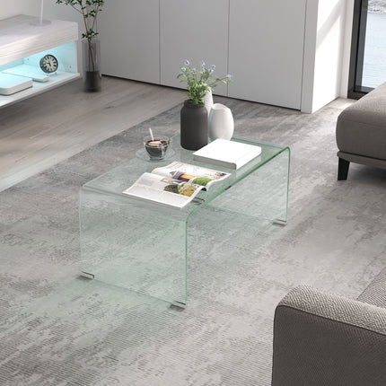 Sage Modern Glass Coffee Table with Safe Rounded Edges