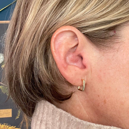 Yellow Gold Rectangle Hoop Earrings