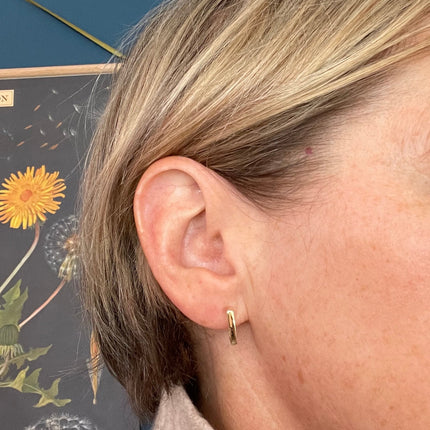 Yellow Gold Rectangle Hoop Earrings