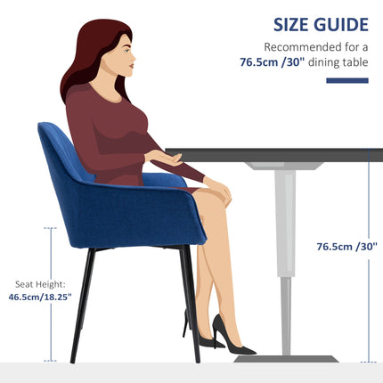 Robbie Modern Dining Chairs Set of 2 with Armrest-Dark Blue