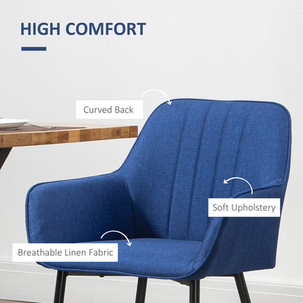 Robbie Modern Dining Chairs Set of 2 with Armrest-Dark Blue