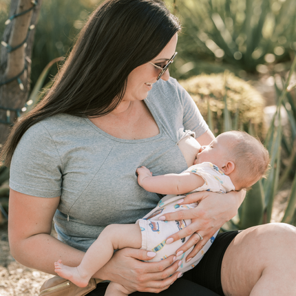 Zoe Zipper Short Sleeve Nursing Tee Shirt