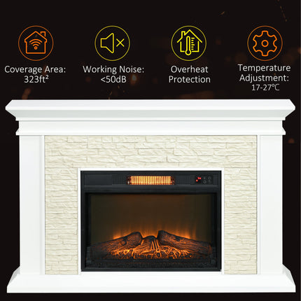 Archie 31.5" Electric Freestanding Fireplace with Mantel and Overheat Protection-White