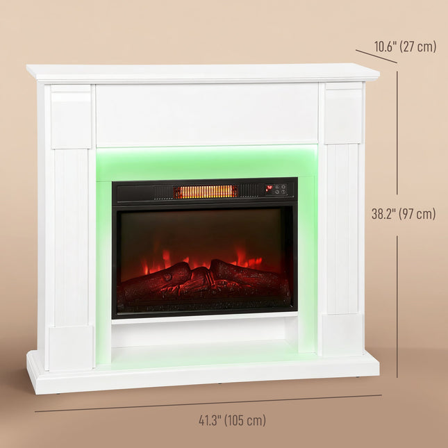 Aubrey 41" Electric Fireplace with Mantel and Adjustable 3D Flame Effect -White