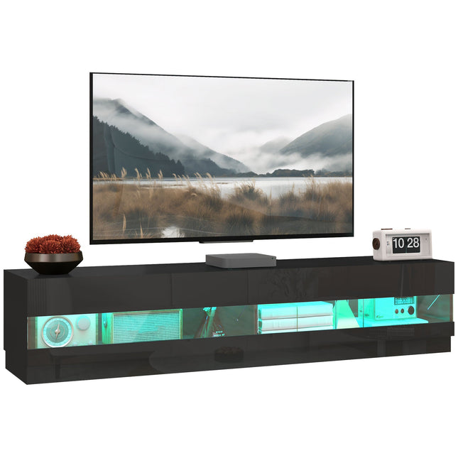 Hart Lighted TV Stand for TVs up to 75"-High Gloss Black