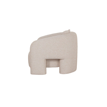 Chloe Pine Wood Tweed Accent Chair - Beige