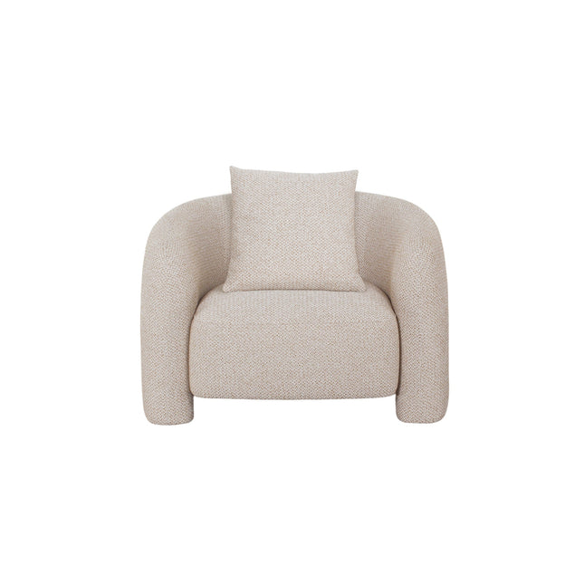 Chloe Pine Wood Tweed Accent Chair - Beige