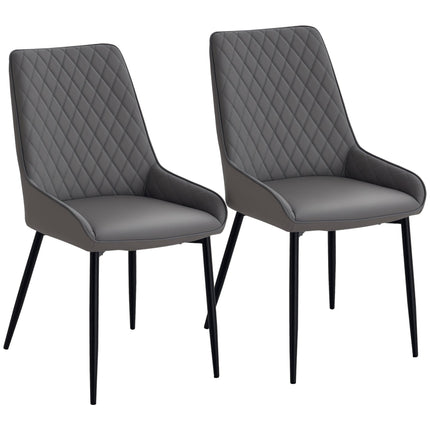 Blake Modern Dining Chairs Set of 2 with Diamond Tufting and Steel Legs-Grey