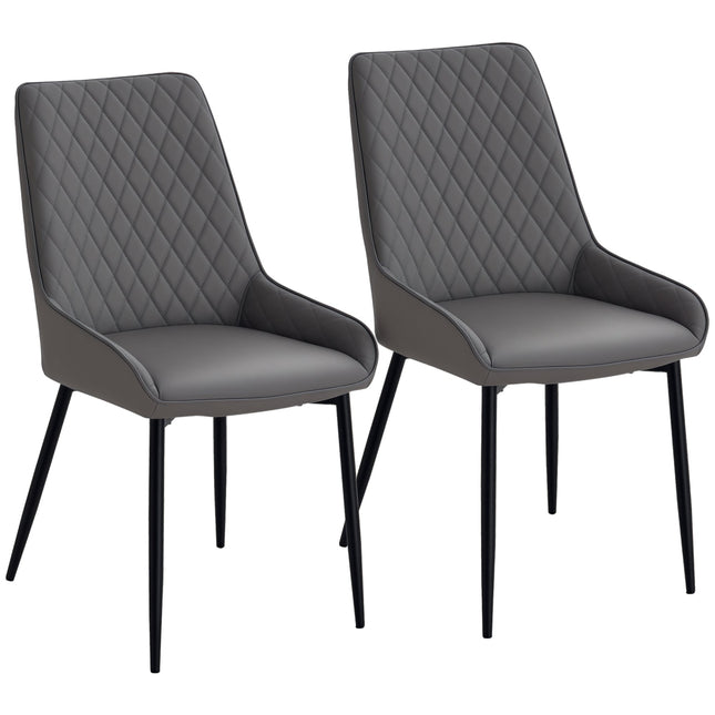 Blake Modern Dining Chairs Set of 2 with Diamond Tufting and Steel Legs-Grey