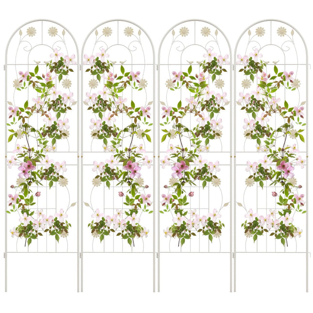 4 Pack 71 x 20 Inches Metal Garden Trellis for Climbing Plants-White