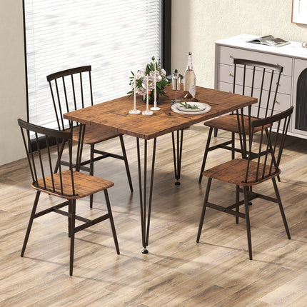 5-Piece Dining Table Set for 4 with 360° Swivel Feet for Small Place-Grey Oak