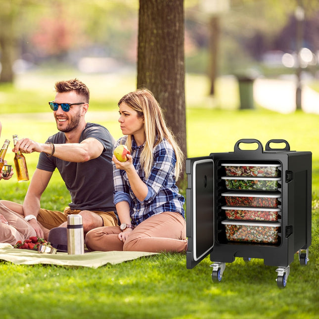 3 Pieces Stackable Insulated Food Pan Carrier 81 Quart LLDPE Food Box Carrier