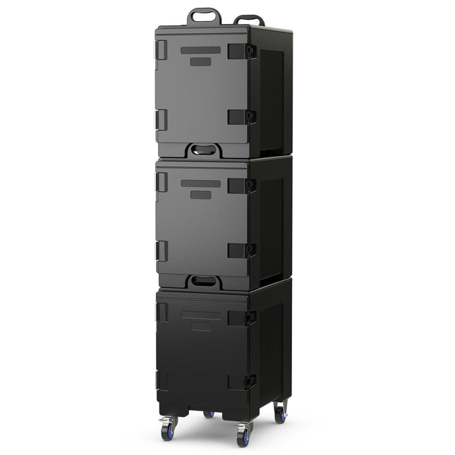 3 Pieces Stackable Insulated Food Pan Carrier 81 Quart LLDPE Food Box Carrier