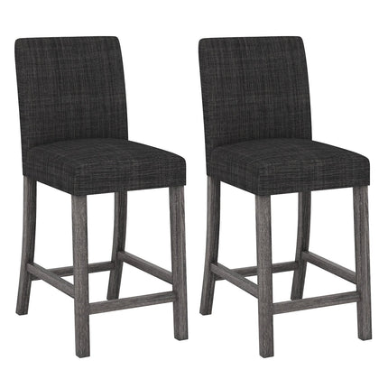 Counter Height Bar Stools Set of 2 with Back and Footrest-Beige
