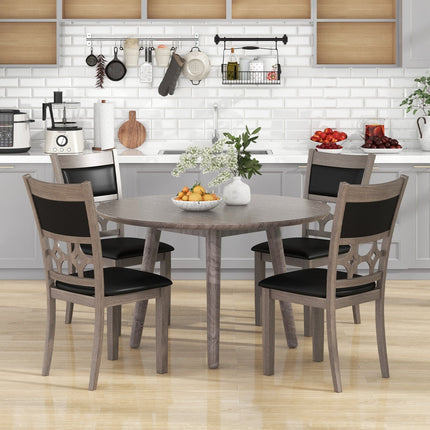 Upholstered Dining Chair Set of 2 with Padded Backrest and Seat-Gray