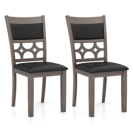 Upholstered Dining Chair Set of 2 with Padded Backrest and Seat-Gray