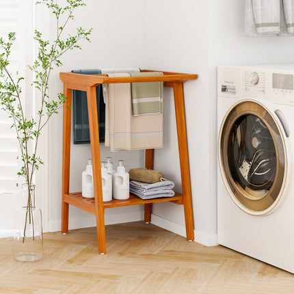 Freestanding Towel Rack with Storage Shelf for Bathroom