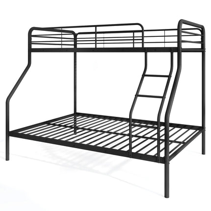 Twin Over Full Bunk Bed with Ladder and Full-length Guardrails-Black