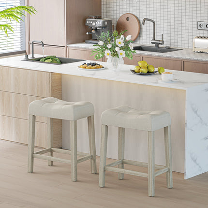 Set of 4 Upholstered Counter Height Bar Stool with Curved Saddle-Seat-Gray