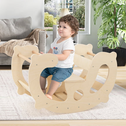 2-in-1 Rocking Horse Arch for Kids Montessori Climbing Toys with Arch Climber-Multicolor