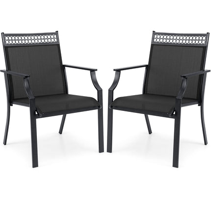 Patio Chairs Set of 2 with All Weather Breathable Fabric-Black