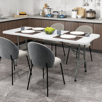 6 ft Portable Folding Table 350 LBS Fold-in-Half Table with HDPE Tabletop-Black