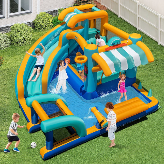 Inflatable Water Slide Bounce House Kids Jump Castle with 680W Blower