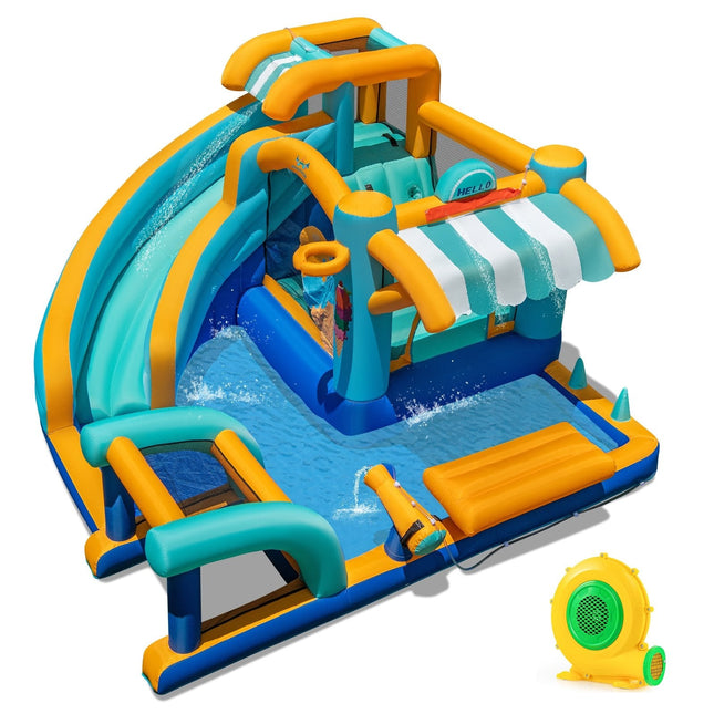 Inflatable Water Slide Bounce House Kids Jump Castle with 680W Blower