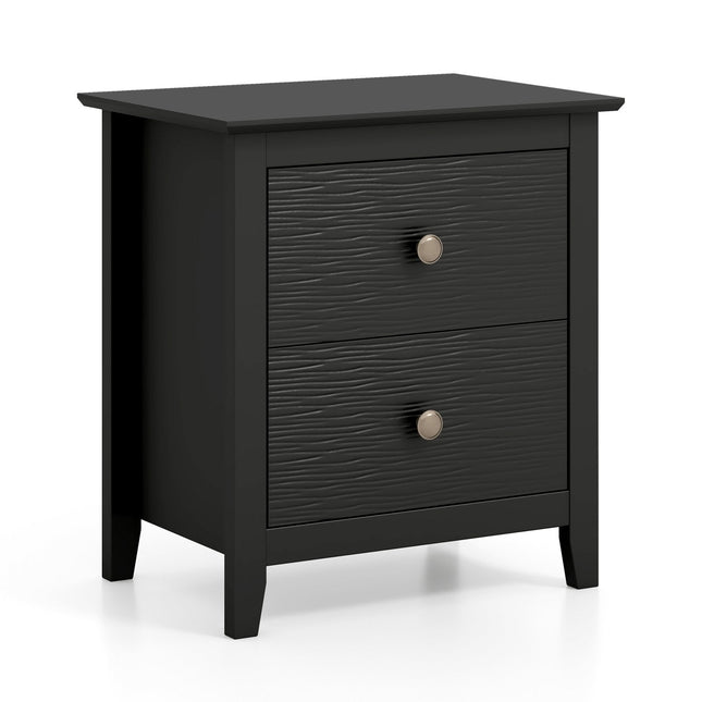 Modern Nightstand with 2 Drawers for Small Spaces-Black