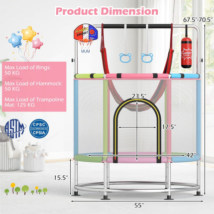 55" Kids Trampoline Gift for for 3-6 Years Old Boys and Girls-Green