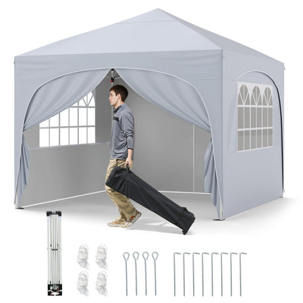 10 X 10 FT Pop up Canopy Tent with 4 Removable Sidewall-Blue