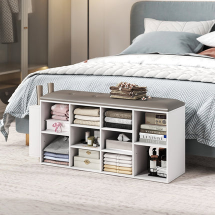 Shoe Storage Bench with Umbrella Stand and Adjustable Shelf-Rustic Brown