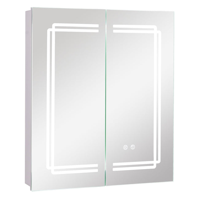 2 Doors Bathroom Mirror Medicine Wall Cabinet with Lights