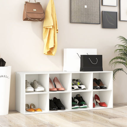 8 Cubbies Shoe Organizer with 500 LBS Weight Capacity-Black