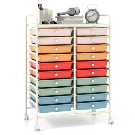 20 Drawers Rolling Storage Cart Studio Organizer-Beige
