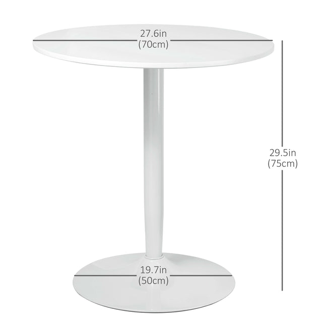 Jan Modern Round Dining Table with Steel Base for Small Spaces-White