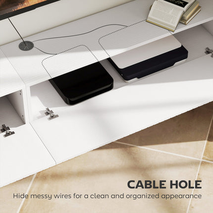 Jesse 71" Floating TV Stand with 2 Fluted Flip-Down Doors for TVs up to 75"-White