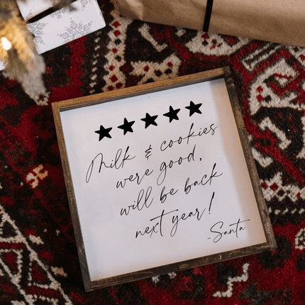 Milk & Cookies Santa Review - Framed Christmas Print