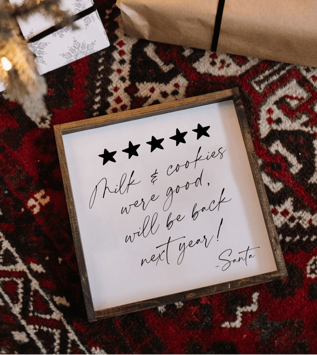 Milk & Cookies Santa Review - Framed Christmas Print