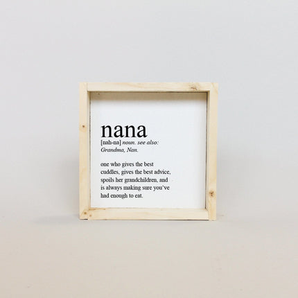 Nana Definition Wood Sign