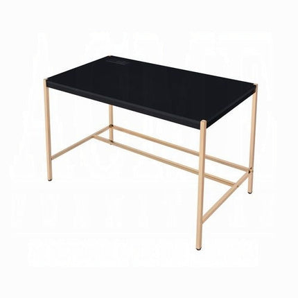 Lunar Elegant Multi-Purpose Desk w/USB Port - Black/Gold