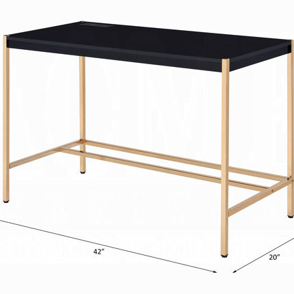 Lunar Elegant Multi-Purpose Desk w/USB Port - Black/Gold